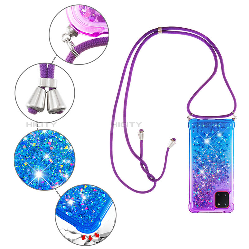 Coque Silicone Housse Etui Gel Bling-Bling avec Laniere Strap S01 pour Samsung Galaxy A81 Plus