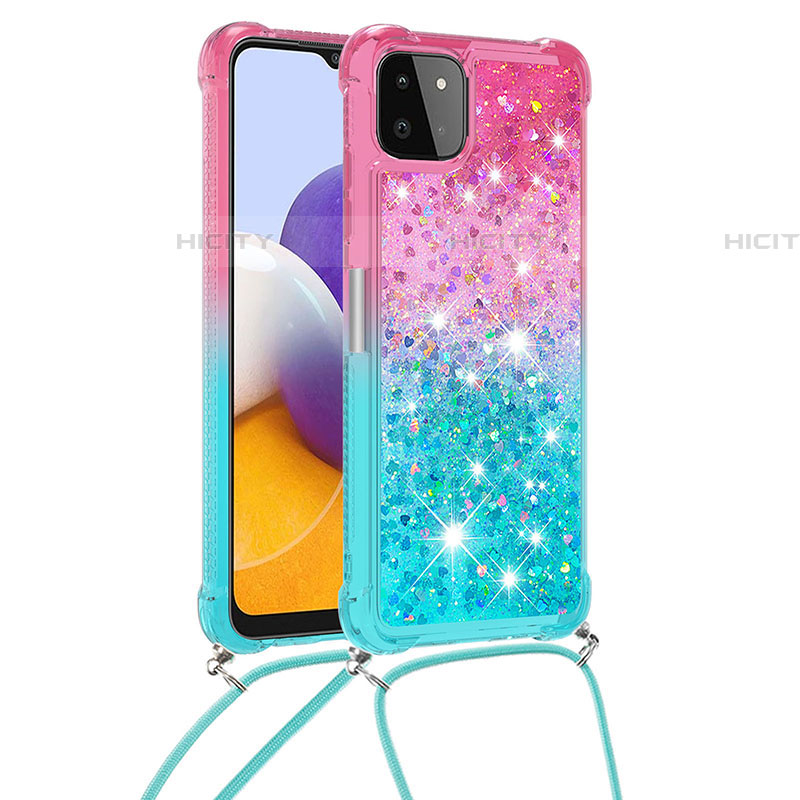 Coque Silicone Housse Etui Gel Bling-Bling avec Laniere Strap S01 pour Samsung Galaxy F42 5G Plus