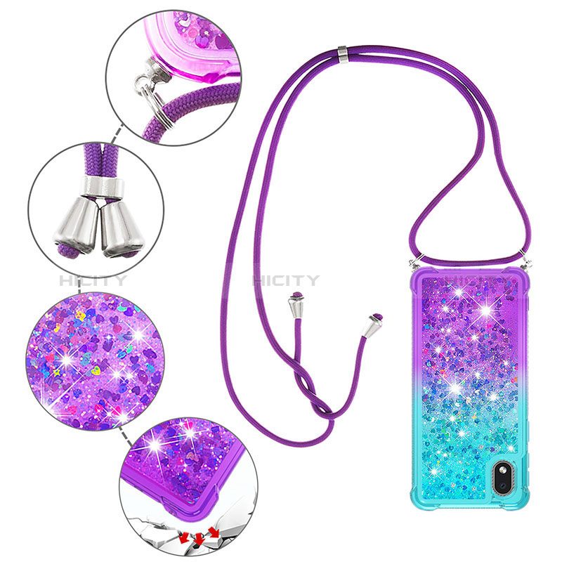 Coque Silicone Housse Etui Gel Bling-Bling avec Laniere Strap S01 pour Samsung Galaxy M01 Core Plus