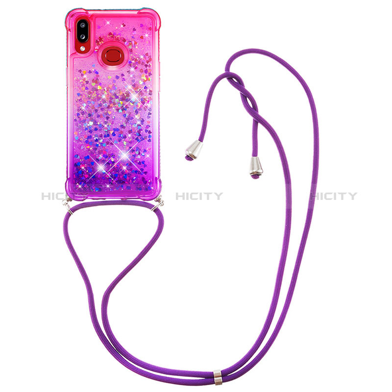 Coque Silicone Housse Etui Gel Bling-Bling avec Laniere Strap S01 pour Samsung Galaxy M01s Plus