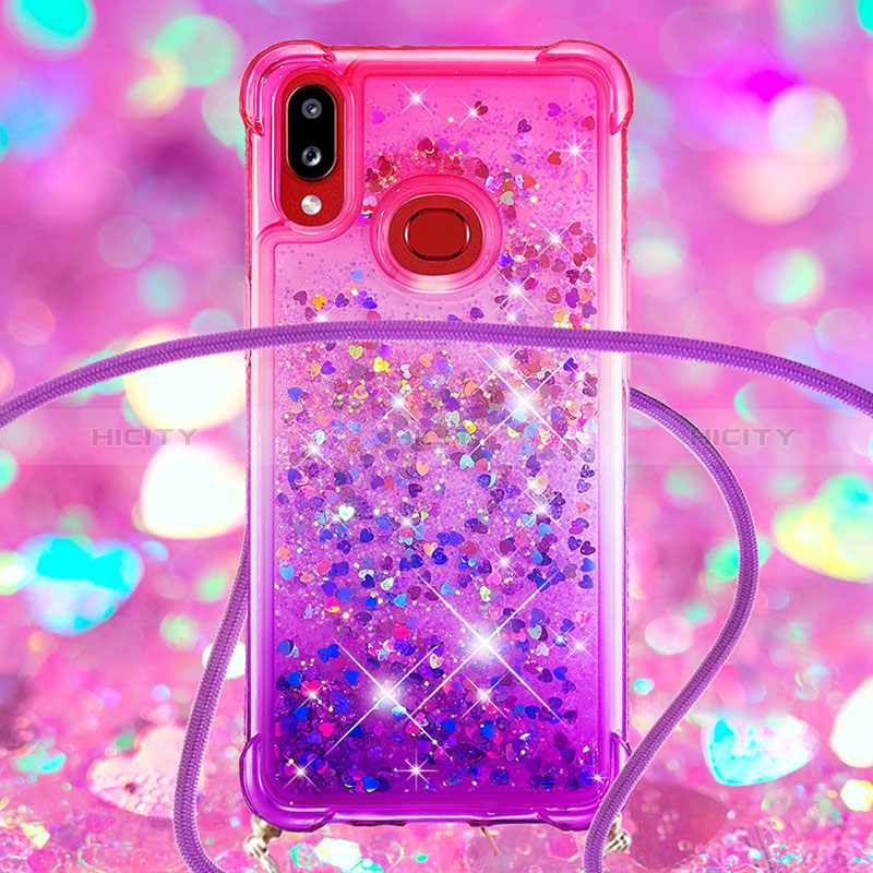 Coque Silicone Housse Etui Gel Bling-Bling avec Laniere Strap S01 pour Samsung Galaxy M01s Plus