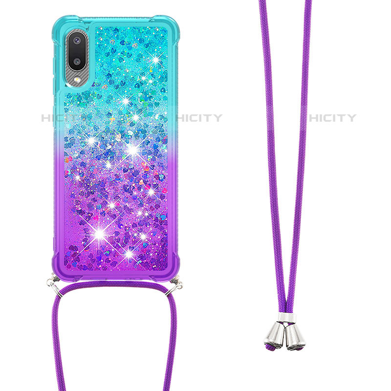 Coque Silicone Housse Etui Gel Bling-Bling avec Laniere Strap S01 pour Samsung Galaxy M02 Plus