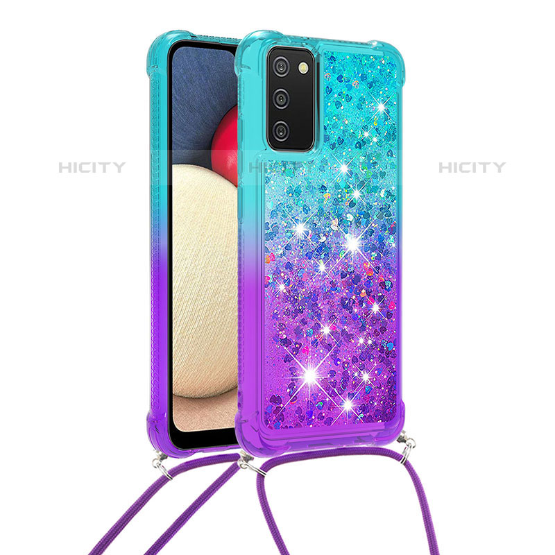 Coque Silicone Housse Etui Gel Bling-Bling avec Laniere Strap S01 pour Samsung Galaxy M02s Plus