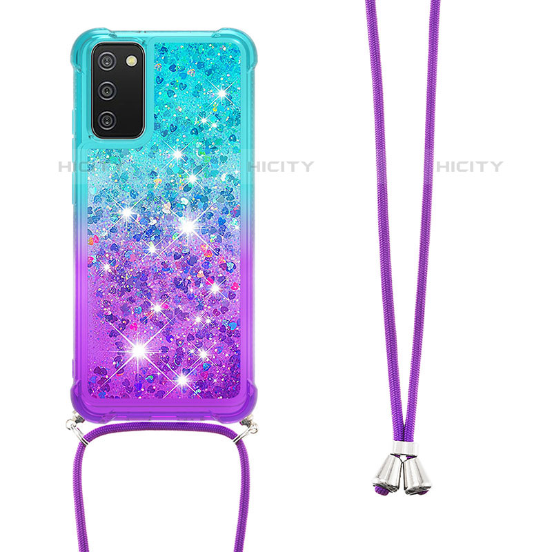 Coque Silicone Housse Etui Gel Bling-Bling avec Laniere Strap S01 pour Samsung Galaxy M02s Plus