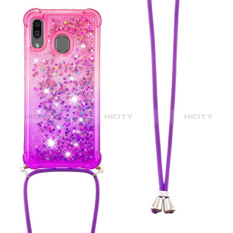 Coque Silicone Housse Etui Gel Bling-Bling avec Laniere Strap S01 pour Samsung Galaxy M10S Plus