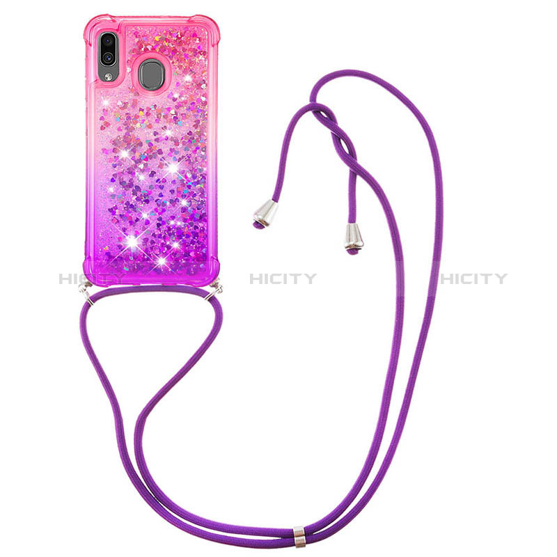 Coque Silicone Housse Etui Gel Bling-Bling avec Laniere Strap S01 pour Samsung Galaxy M10S Plus