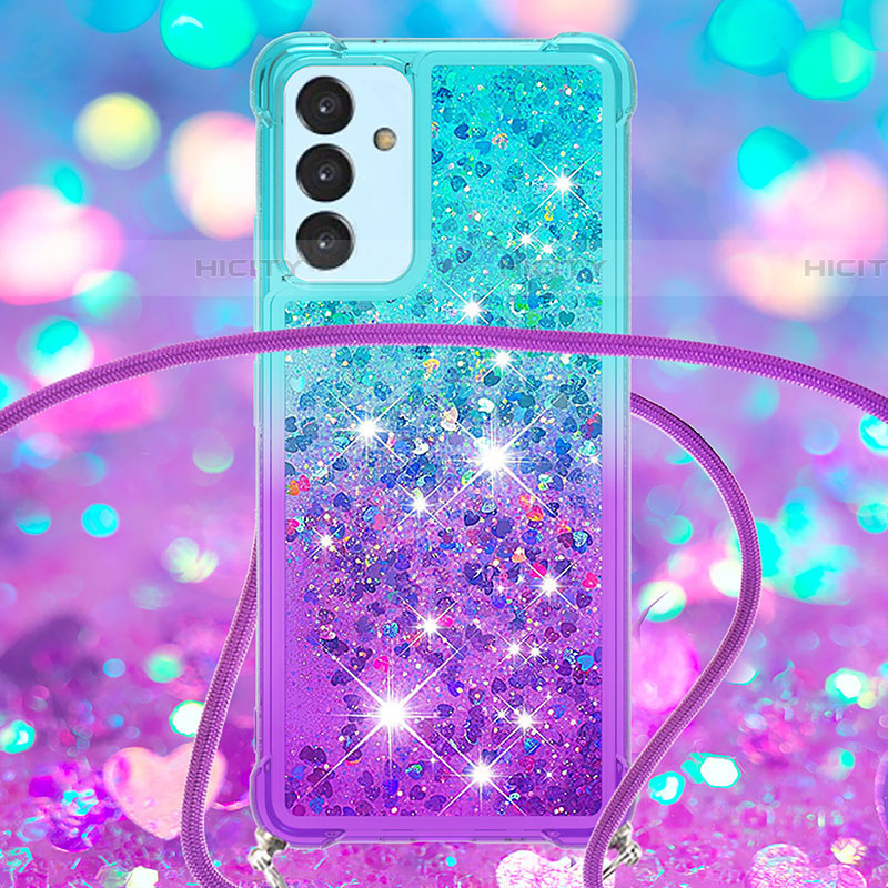 Coque Silicone Housse Etui Gel Bling-Bling avec Laniere Strap S01 pour Samsung Galaxy M14 5G Plus