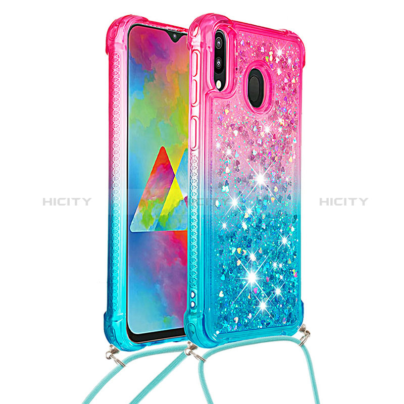 Coque Silicone Housse Etui Gel Bling-Bling avec Laniere Strap S01 pour Samsung Galaxy M20 Plus