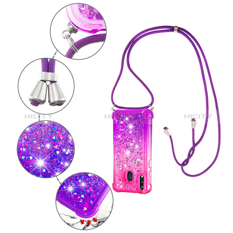 Coque Silicone Housse Etui Gel Bling-Bling avec Laniere Strap S01 pour Samsung Galaxy M20 Plus