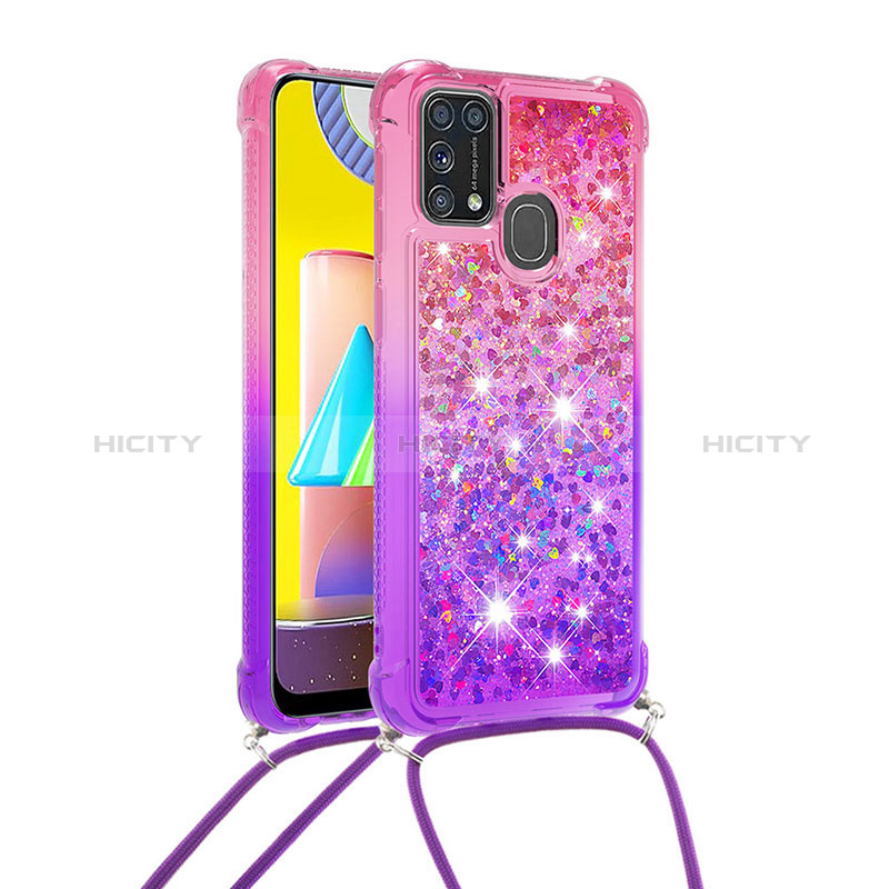 Coque Silicone Housse Etui Gel Bling-Bling avec Laniere Strap S01 pour Samsung Galaxy M31 Plus