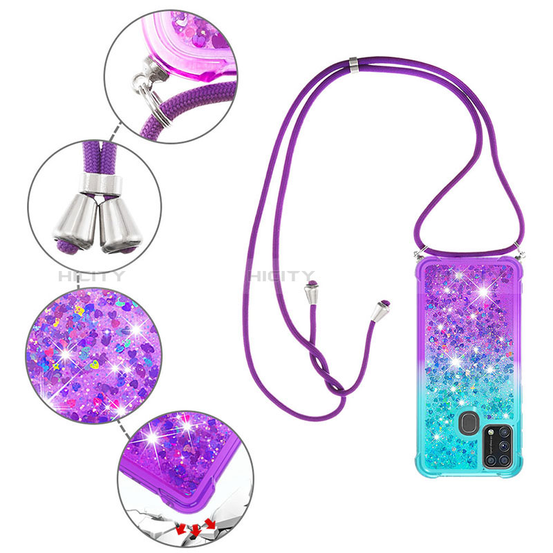 Coque Silicone Housse Etui Gel Bling-Bling avec Laniere Strap S01 pour Samsung Galaxy M31 Plus