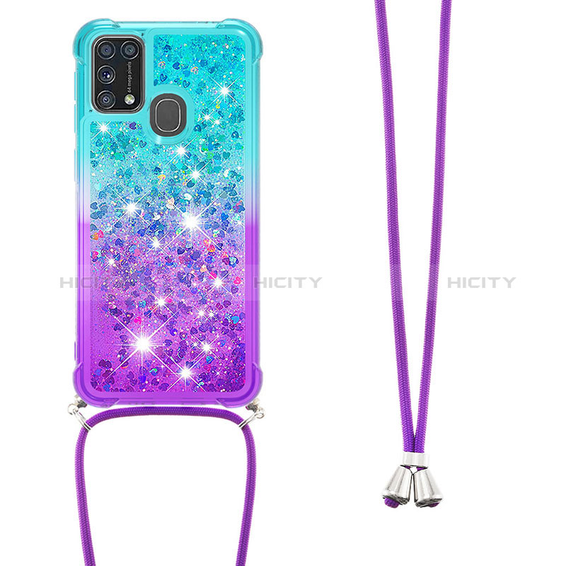 Coque Silicone Housse Etui Gel Bling-Bling avec Laniere Strap S01 pour Samsung Galaxy M31 Prime Edition Plus