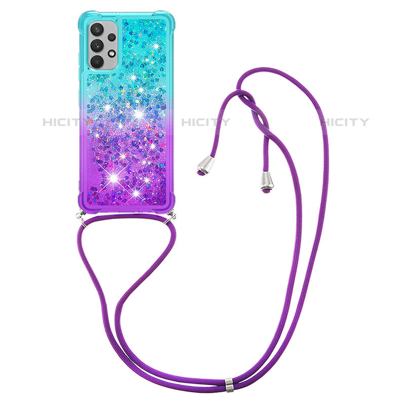 Coque Silicone Housse Etui Gel Bling-Bling avec Laniere Strap S01 pour Samsung Galaxy M32 5G Plus