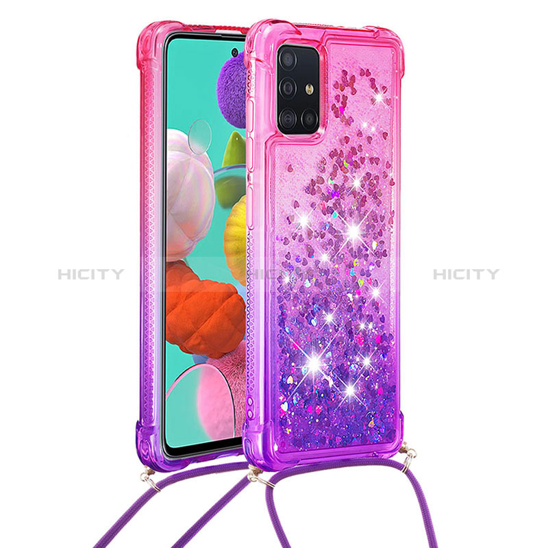 Coque Silicone Housse Etui Gel Bling-Bling avec Laniere Strap S01 pour Samsung Galaxy M40S Plus