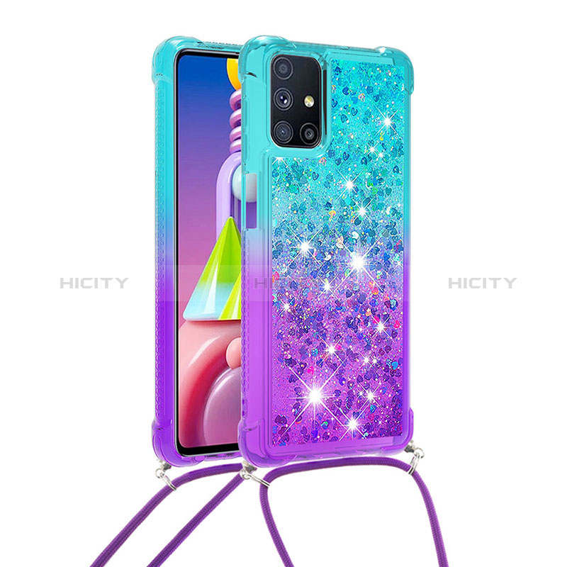 Coque Silicone Housse Etui Gel Bling-Bling avec Laniere Strap S01 pour Samsung Galaxy M51 Plus