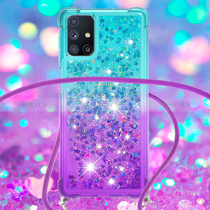 Coque Silicone Housse Etui Gel Bling-Bling avec Laniere Strap S01 pour Samsung Galaxy M51 Plus