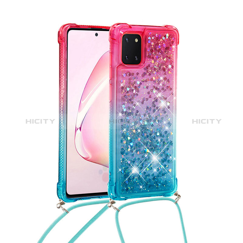 Coque Silicone Housse Etui Gel Bling-Bling avec Laniere Strap S01 pour Samsung Galaxy Note 10 Lite Plus