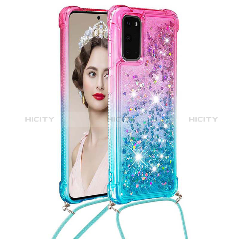 Coque Silicone Housse Etui Gel Bling-Bling avec Laniere Strap S01 pour Samsung Galaxy S20 5G Plus