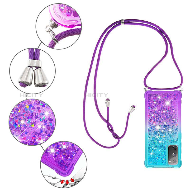 Coque Silicone Housse Etui Gel Bling-Bling avec Laniere Strap S01 pour Samsung Galaxy S20 FE 5G Plus