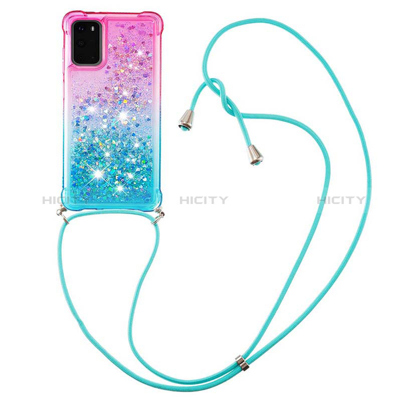 Coque Silicone Housse Etui Gel Bling-Bling avec Laniere Strap S01 pour Samsung Galaxy S20 Plus