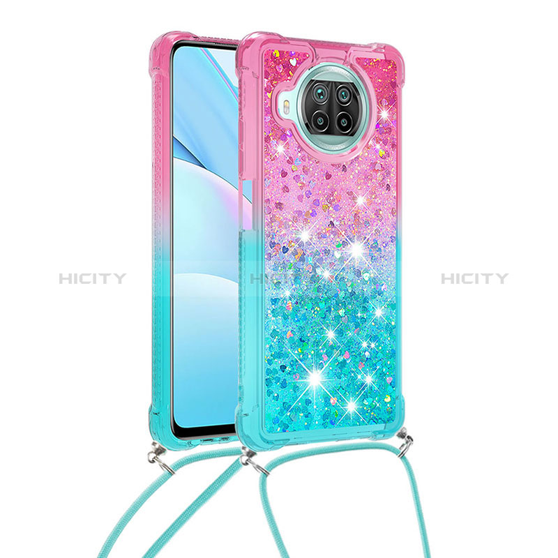 Coque Silicone Housse Etui Gel Bling-Bling avec Laniere Strap S01 pour Xiaomi Mi 10i 5G Rose Plus