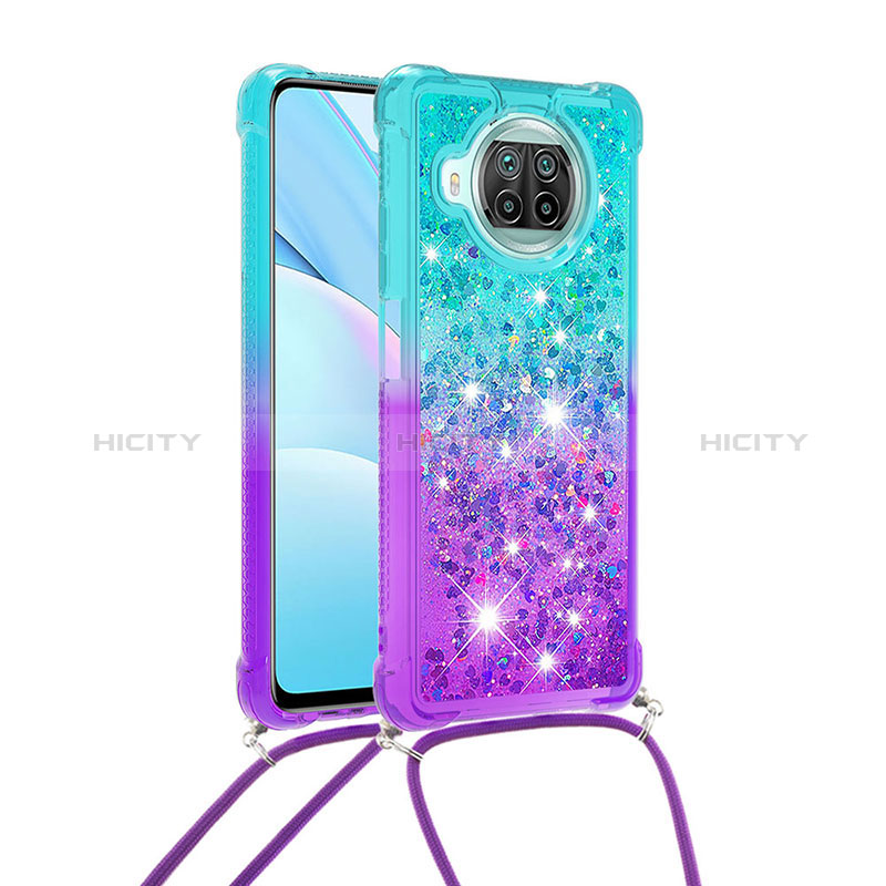 Coque Silicone Housse Etui Gel Bling-Bling avec Laniere Strap S01 pour Xiaomi Mi 10T Lite 5G Bleu Ciel Plus