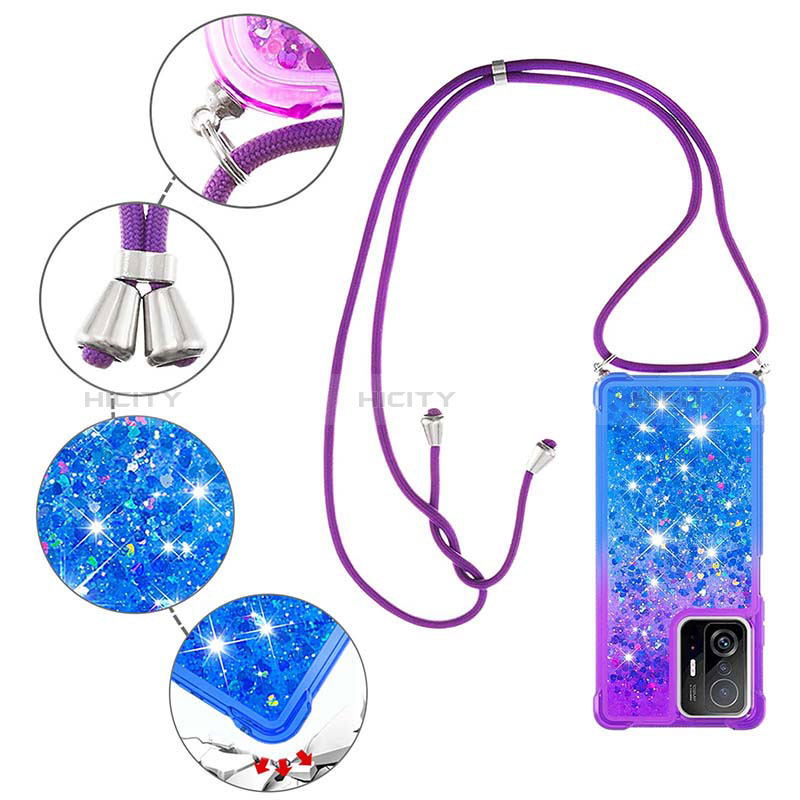 Coque Silicone Housse Etui Gel Bling-Bling avec Laniere Strap S01 pour Xiaomi Mi 11T Pro 5G Plus