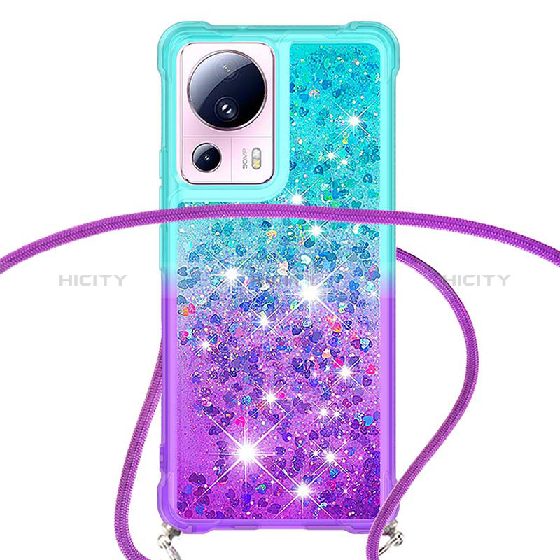 Coque Silicone Housse Etui Gel Bling-Bling avec Laniere Strap S01 pour Xiaomi Mi 13 Lite 5G Plus