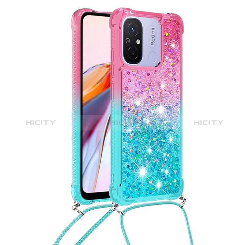 Coque Silicone Housse Etui Gel Bling-Bling avec Laniere Strap S01 pour Xiaomi Poco C55 Plus