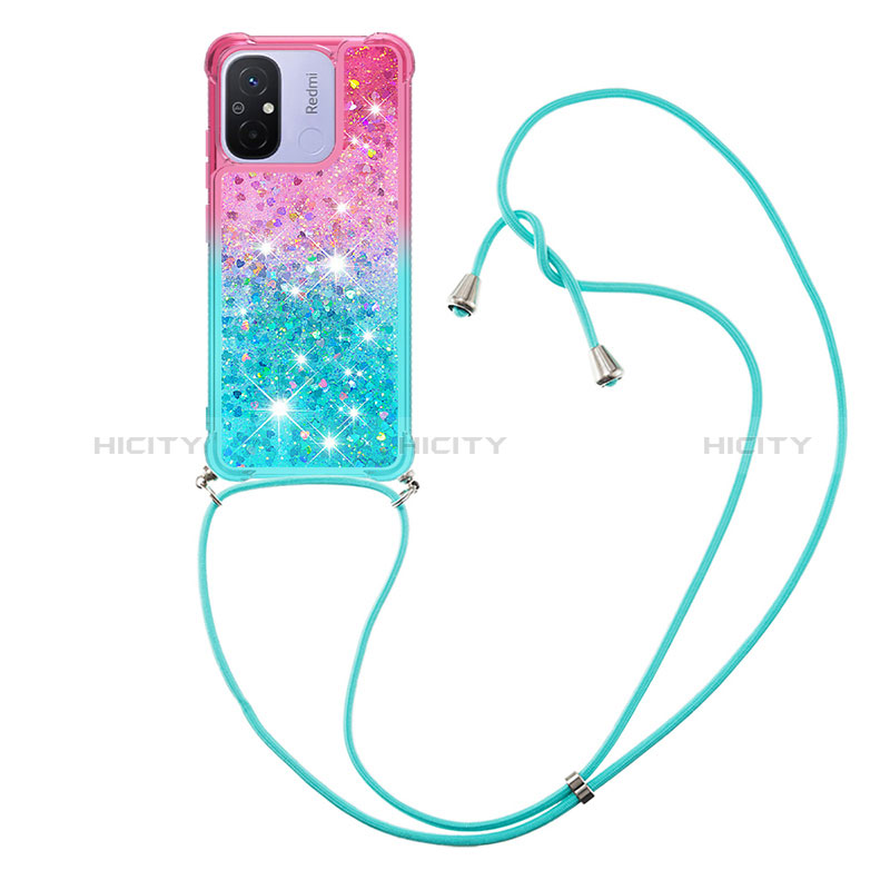 Coque Silicone Housse Etui Gel Bling-Bling avec Laniere Strap S01 pour Xiaomi Poco C55 Plus