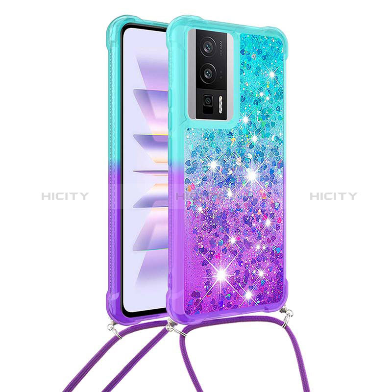 Coque Silicone Housse Etui Gel Bling-Bling avec Laniere Strap S01 pour Xiaomi Poco F5 Pro 5G Plus