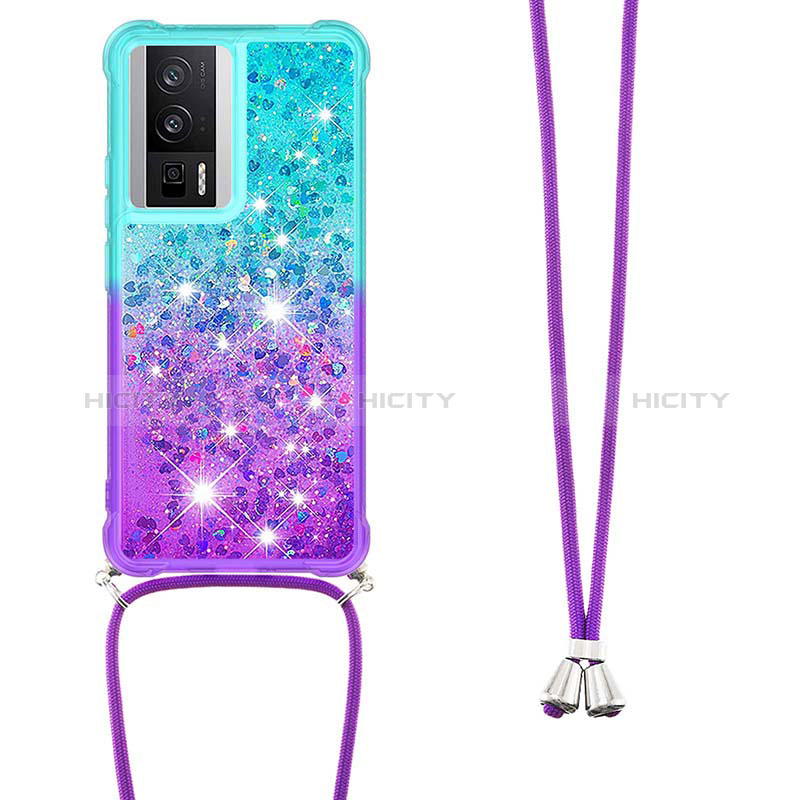 Coque Silicone Housse Etui Gel Bling-Bling avec Laniere Strap S01 pour Xiaomi Poco F5 Pro 5G Plus