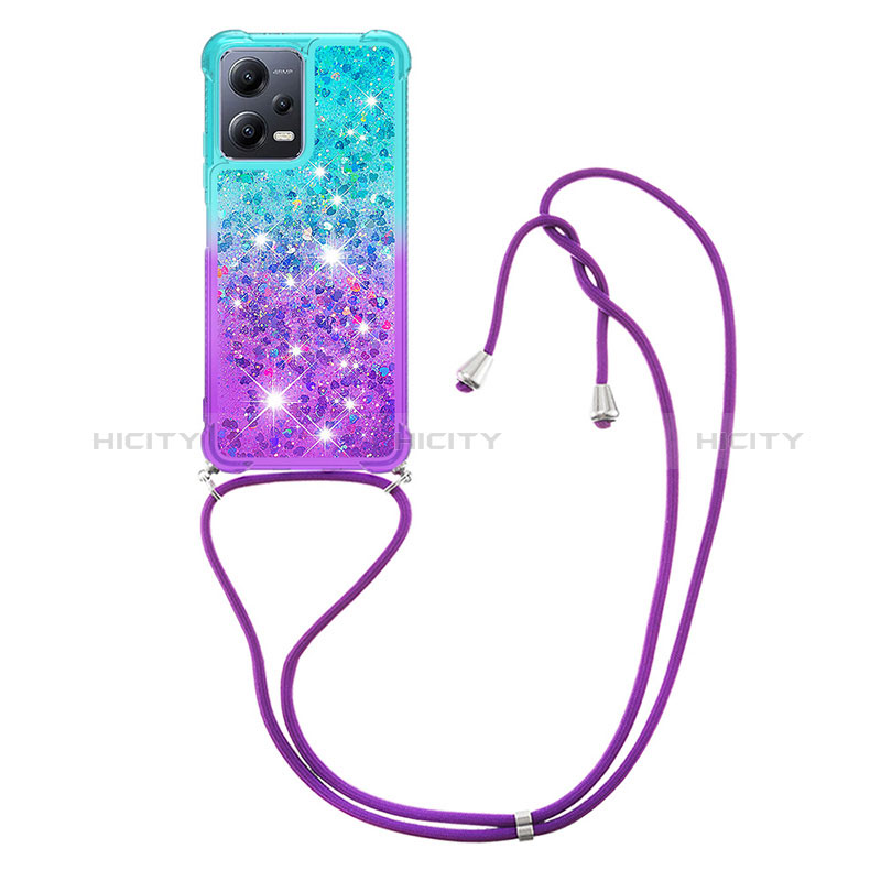 Coque Silicone Housse Etui Gel Bling-Bling avec Laniere Strap S01 pour Xiaomi Poco X5 5G Plus