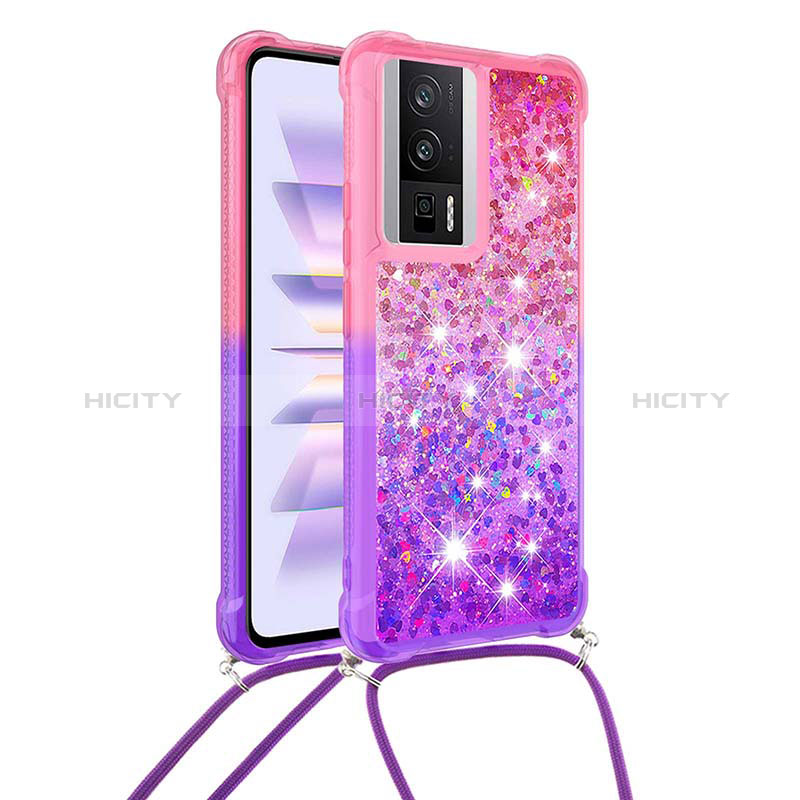 Coque Silicone Housse Etui Gel Bling-Bling avec Laniere Strap S01 pour Xiaomi Redmi K60 5G Plus