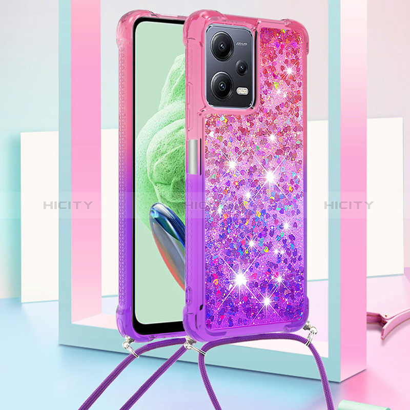 Coque Silicone Housse Etui Gel Bling-Bling avec Laniere Strap S01 pour Xiaomi Redmi Note 12 5G Plus