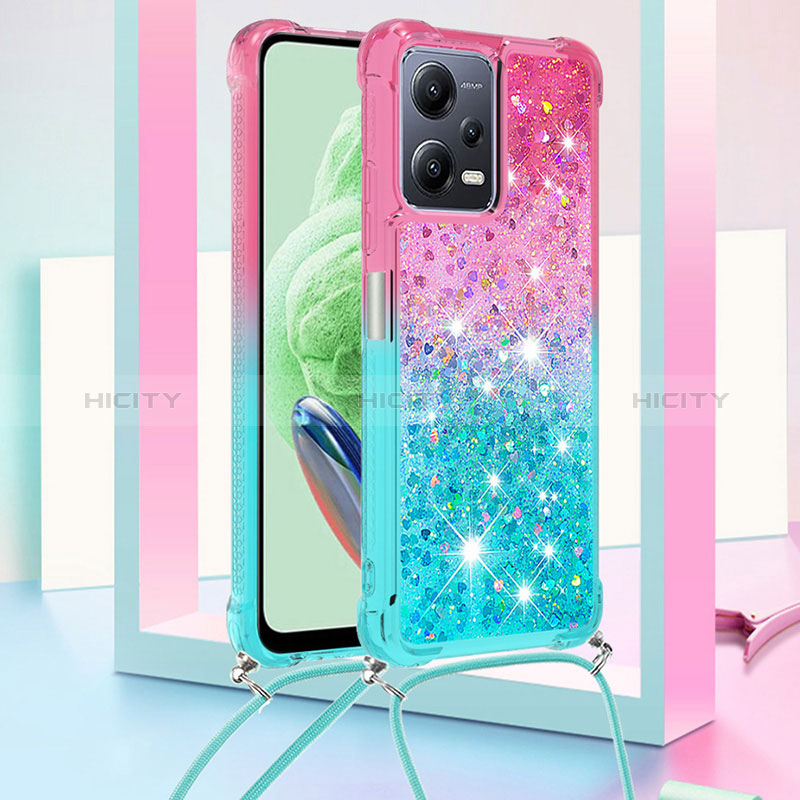 Coque Silicone Housse Etui Gel Bling-Bling avec Laniere Strap S01 pour Xiaomi Redmi Note 12 5G Plus