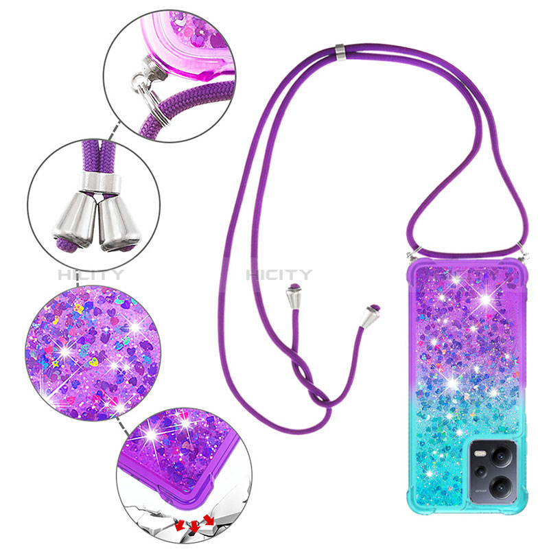 Coque Silicone Housse Etui Gel Bling-Bling avec Laniere Strap S01 pour Xiaomi Redmi Note 12 5G Plus