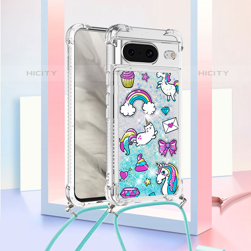 Coque Silicone Housse Etui Gel Bling-Bling avec Laniere Strap S02 pour Google Pixel 8 5G Plus