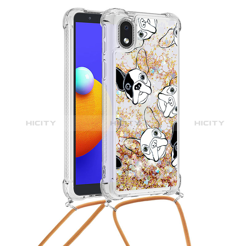 Coque Silicone Housse Etui Gel Bling-Bling avec Laniere Strap S02 pour Samsung Galaxy A01 Core Plus