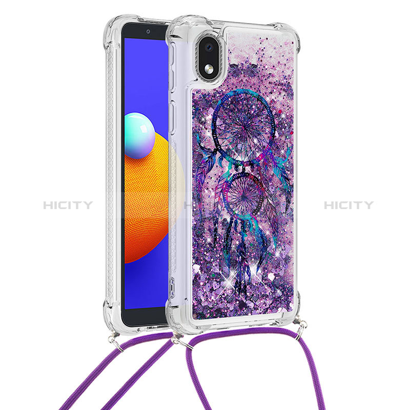 Coque Silicone Housse Etui Gel Bling-Bling avec Laniere Strap S02 pour Samsung Galaxy A01 Core Plus