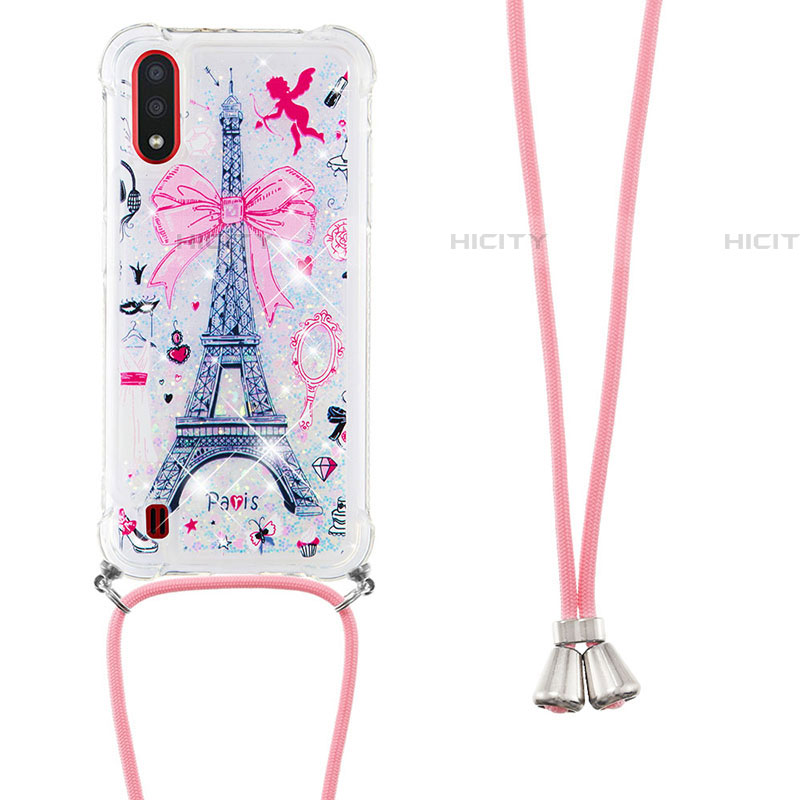 Coque Silicone Housse Etui Gel Bling-Bling avec Laniere Strap S02 pour Samsung Galaxy A01 SM-A015 Mixte Plus