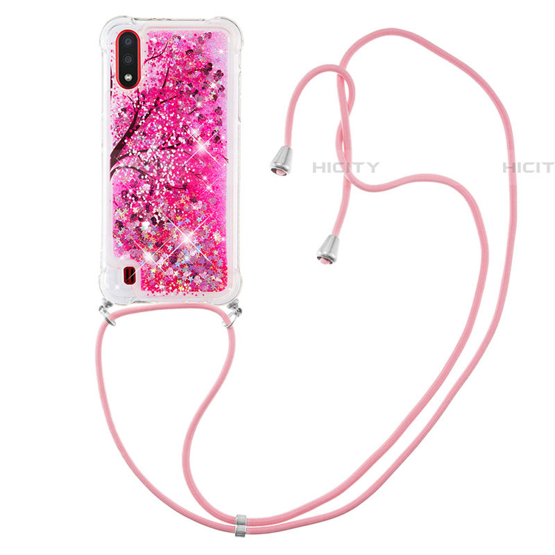 Coque Silicone Housse Etui Gel Bling-Bling avec Laniere Strap S02 pour Samsung Galaxy A01 SM-A015 Plus