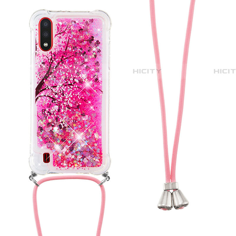 Coque Silicone Housse Etui Gel Bling-Bling avec Laniere Strap S02 pour Samsung Galaxy A01 SM-A015 Plus