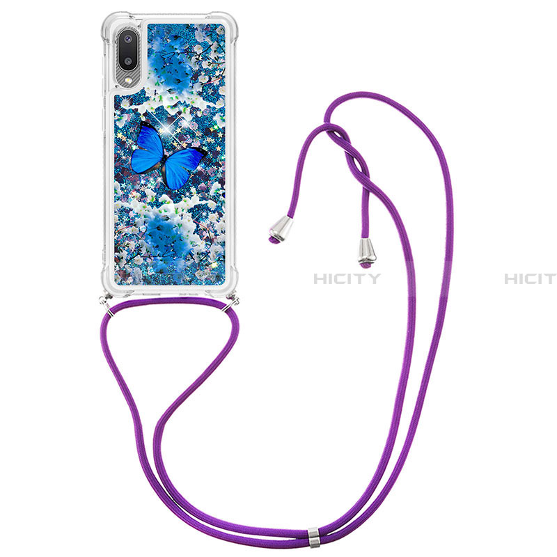 Coque Silicone Housse Etui Gel Bling-Bling avec Laniere Strap S02 pour Samsung Galaxy A02 Plus