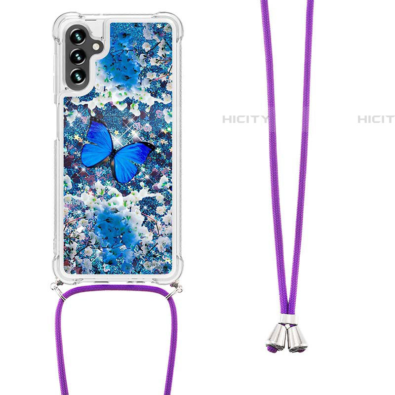 Coque Silicone Housse Etui Gel Bling-Bling avec Laniere Strap S02 pour Samsung Galaxy A04s Plus