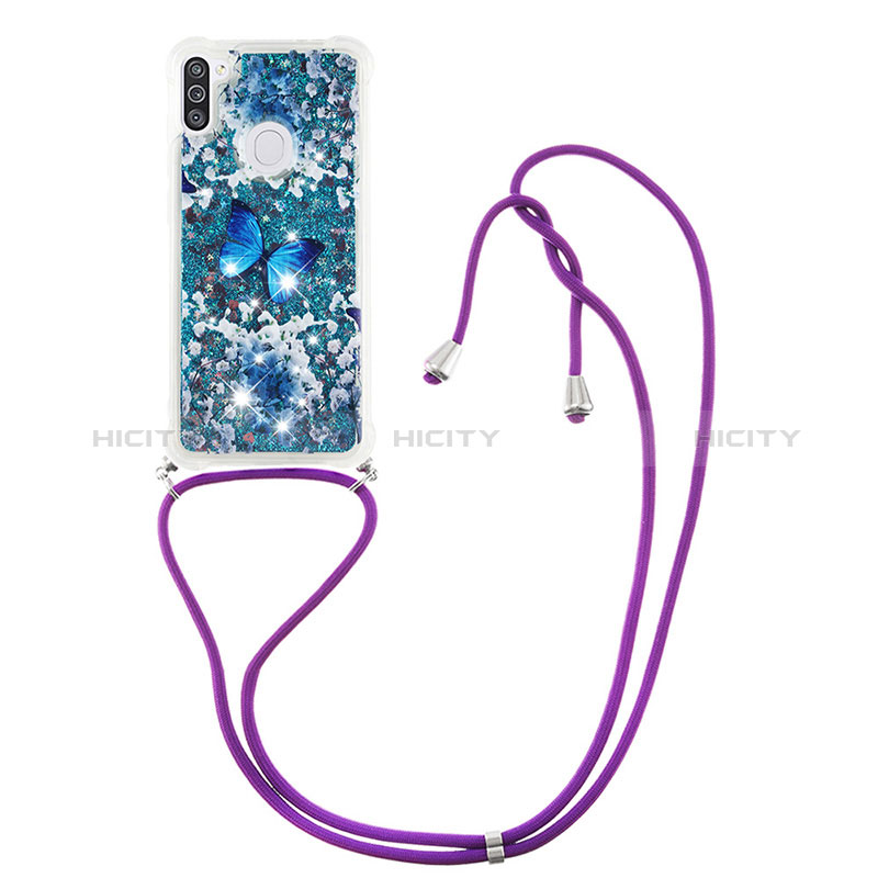 Coque Silicone Housse Etui Gel Bling-Bling avec Laniere Strap S02 pour Samsung Galaxy A11 Plus