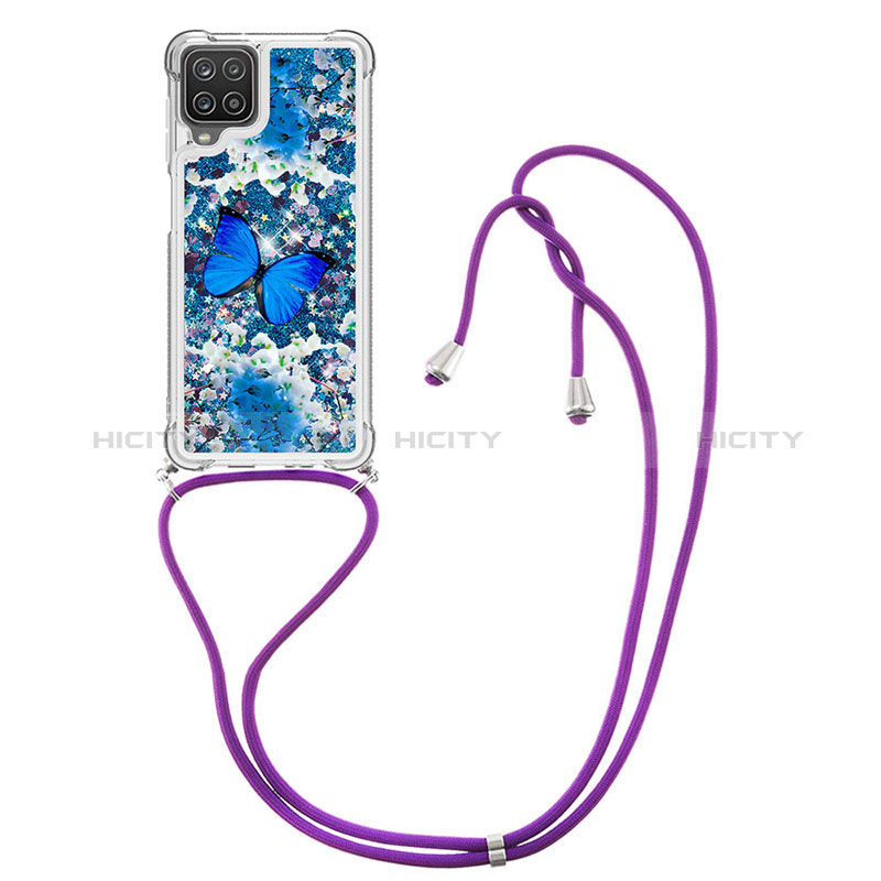 Coque Silicone Housse Etui Gel Bling-Bling avec Laniere Strap S02 pour Samsung Galaxy A12 Plus