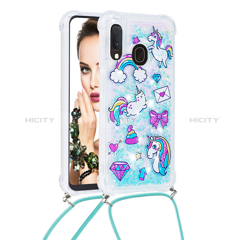 Coque Silicone Housse Etui Gel Bling-Bling avec Laniere Strap S02 pour Samsung Galaxy A20e Plus