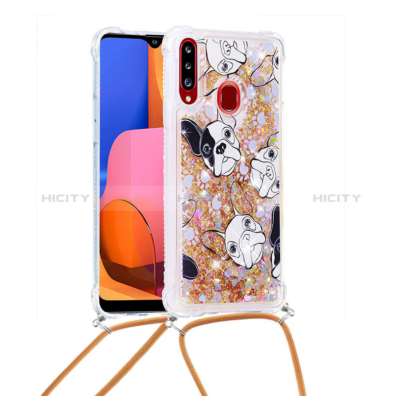 Coque Silicone Housse Etui Gel Bling-Bling avec Laniere Strap S02 pour Samsung Galaxy A20s Plus