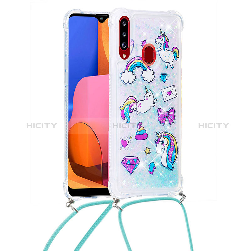 Coque Silicone Housse Etui Gel Bling-Bling avec Laniere Strap S02 pour Samsung Galaxy A20s Plus